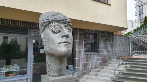 John Lennon Monument, Mindaugo Street in Vilnius, Lithuania
