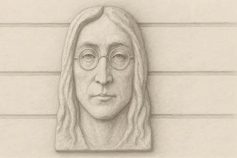 Illustration of the lost John Lennon relief from Sofia, Bulgaria (not a photograph)
