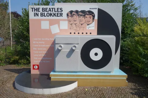 The concrete LP-record Beatles monument by Harma Heikens in Oosterblokker, Blokker, Netherlands