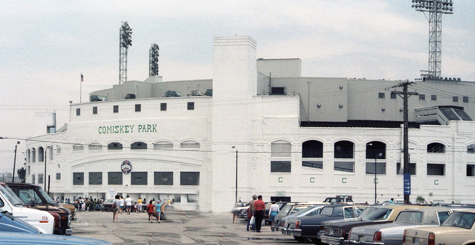 Outside of the old Comiskey Park in Chicago in 1986, the ballpark where the Beatles played two concerts in 1965; it was demolished in 1991