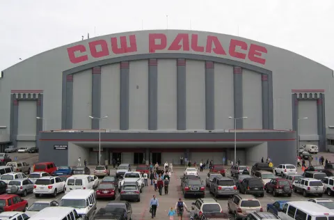 Front of the Cow Palace arena in Daly City, California, where the Beatles opened their first US tour in 1964