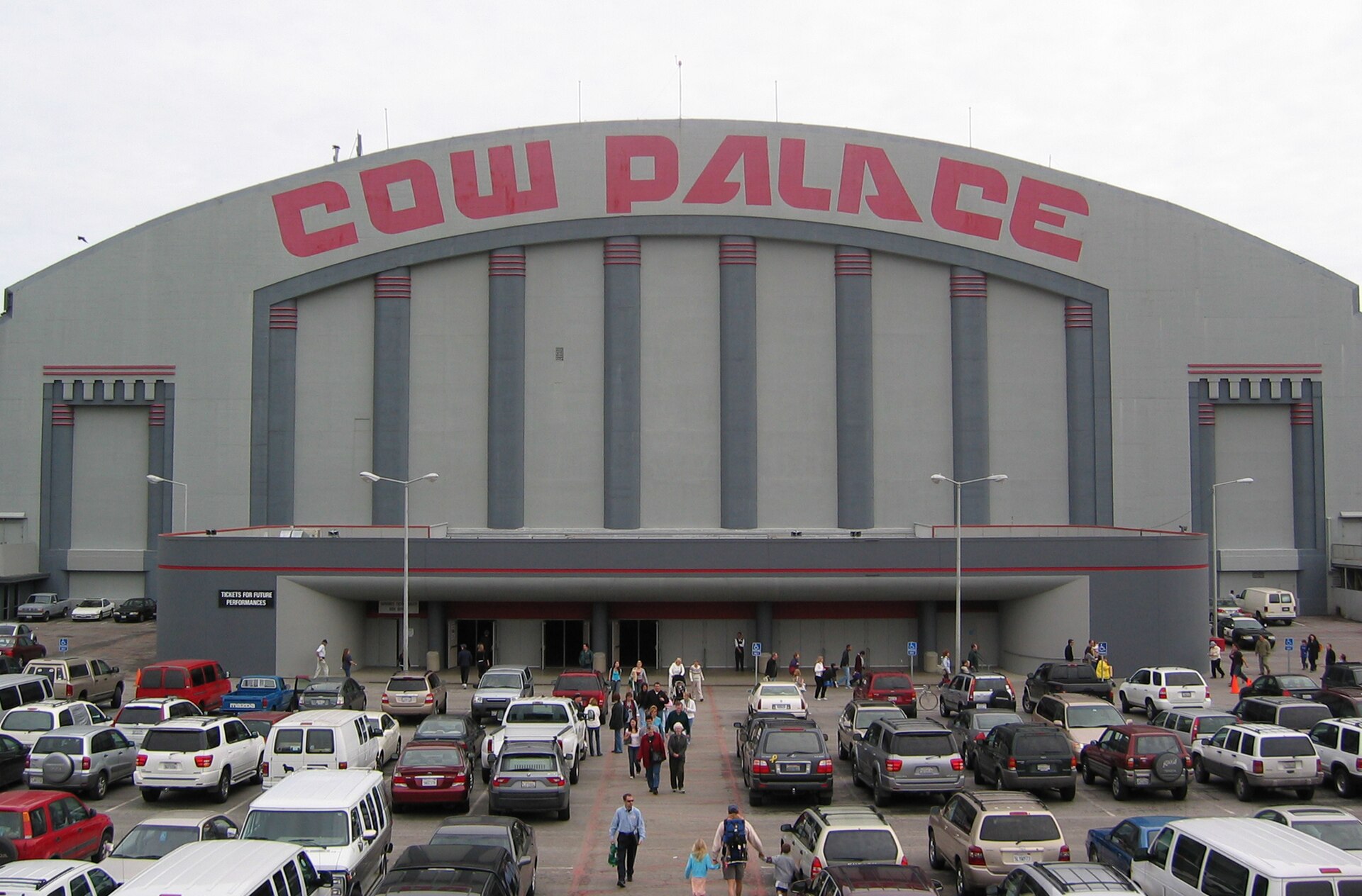 Front of the Cow Palace arena in Daly City, California, where the Beatles opened their first US tour in 1964