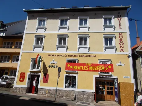 Street front of the Egri Road Beatles Museum at Csiky Sándor utca 30 in Eger, Hungary, in 2016