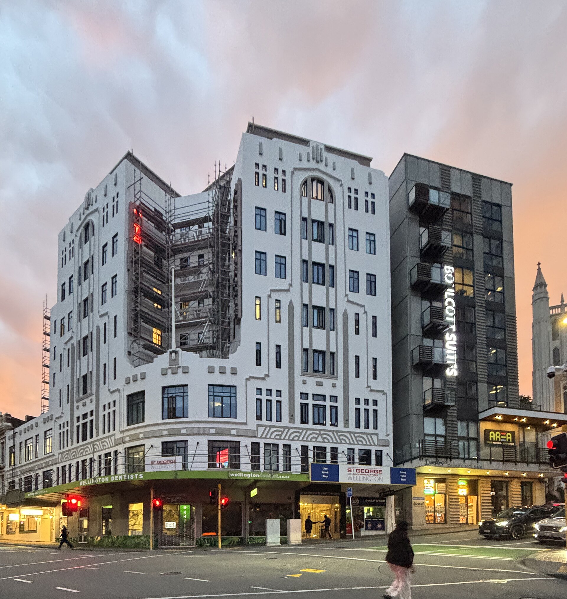 The Art Deco Hotel St George on the corner of Willis and Boulcott streets, Wellington, where the Beatles stayed in June 1964