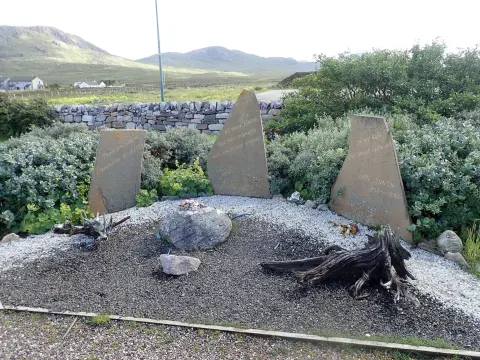 Inscribed stones in the John Lennon Memorial Garden at Durness Village Hall, Scotland