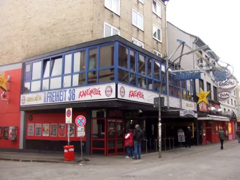 Corner frontage of Große Freiheit 36 with Kaiserkeller signs on Große Freiheit in Hamburg-St. Pauli, 2012