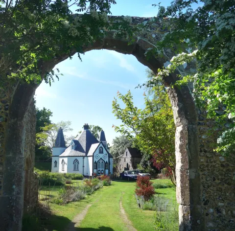 Stone arch beside the Bird House in Knole Park, Sevenoaks, seen in the Beatles' 1967 Penny Lane film