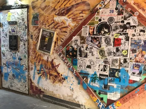 Entrance to the Kolya Vasin Beatles Museum in the courtyard of the Pushkinskaya-10 art centre, St Petersburg