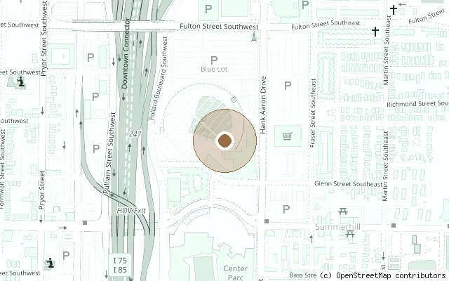 Map showing the location of Site of Atlanta Stadium (Atlanta–Fulton County Stadium), Beatles 1965 concert in Atlanta