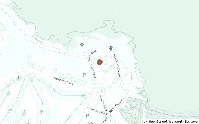 Map showing the location of Atlantic Hotel, Newquay (Magical Mystery Tour base, 1967) in Newquay