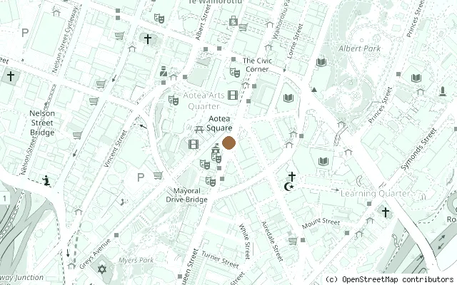 Map showing the location of Auckland Town Hall (Beatles 1964 concerts) in Auckland