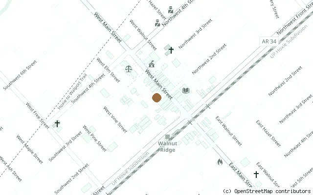 Map showing the location of The British Invasion of the Rock 'n' Roll Highway, Beatles Park, Walnut Ridge in Walnut Ridge