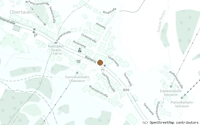 Map showing the location of Beatles Memorials, Obertauern in Obertauern