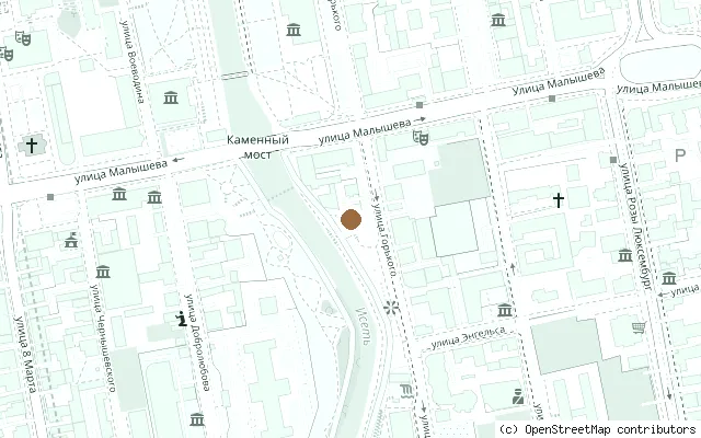 Map showing the location of Beatles Monument, Yekaterinburg in Yekaterinburg