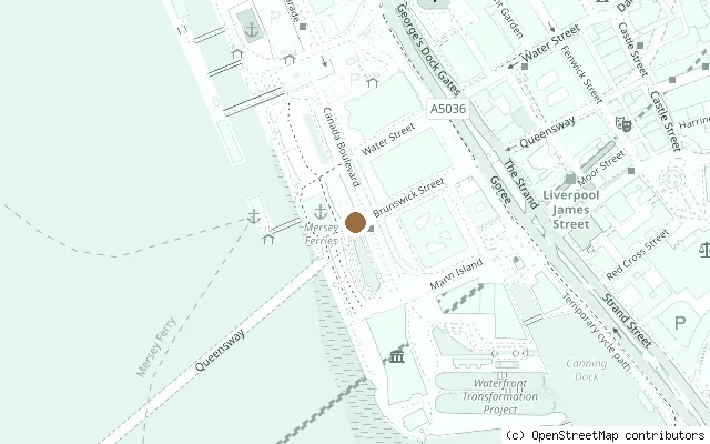 Map showing the location of The Beatles Statue, Pier Head in Liverpool