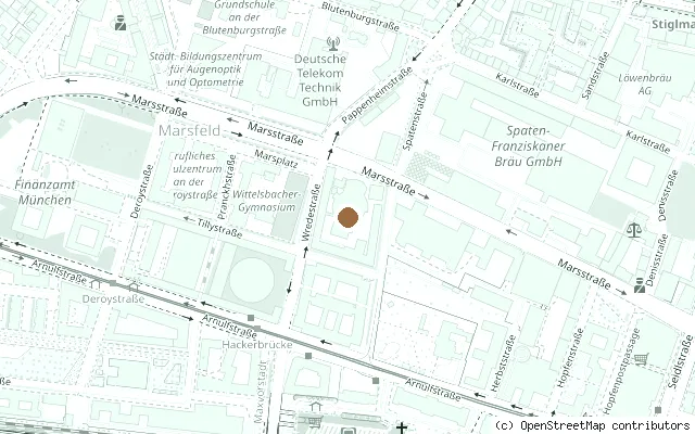 Map showing the location of Circus-Krone-Bau, Munich (Beatles 1966 concerts) in Munich