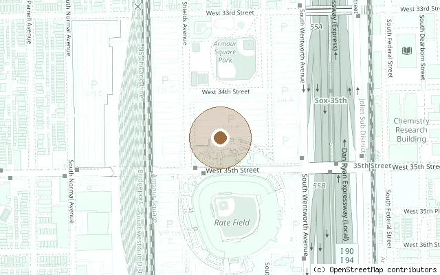 Map showing the location of Site of Comiskey Park, Chicago (Beatles 1965 concerts) in Chicago