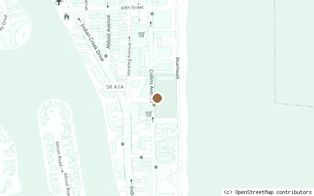 Map showing the location of Site of the Deauville Hotel, Beatles Ed Sullivan broadcast in Miami Beach