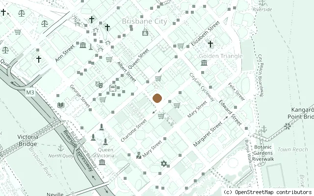 Map showing the location of Site of Festival Hall, Brisbane (Beatles 1964 concerts) in Brisbane