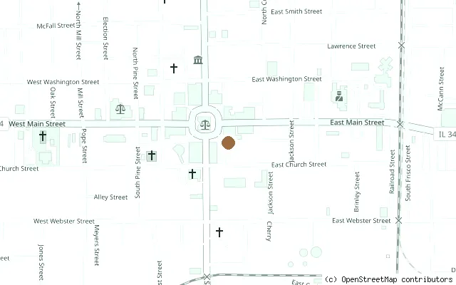 Map showing the location of The First Beatle in America marker, Benton in Benton