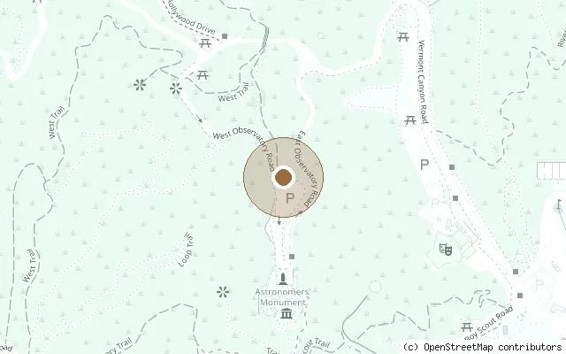 Map showing the location of George Harrison Memorial Tree, Griffith Park in Los Angeles