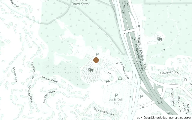 Map showing the location of Hollywood Bowl, Beatles concert venue in Los Angeles