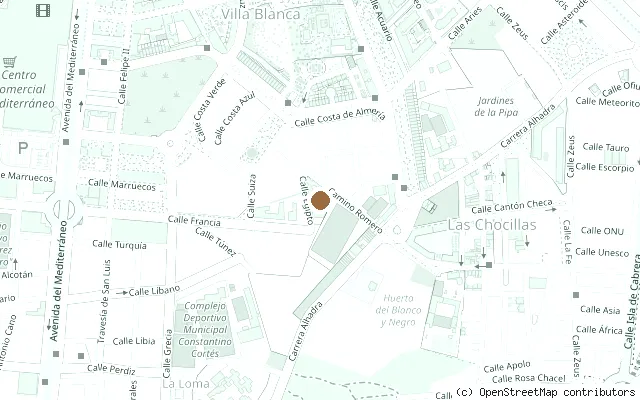 Map showing the location of Casa del Cine (Santa Isabel house), Almería in Almería