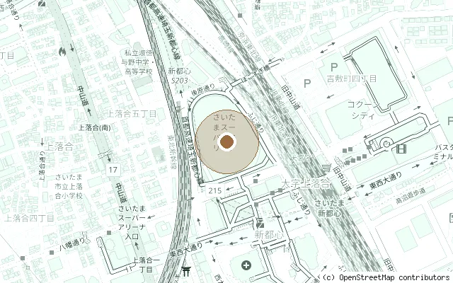 Map showing the location of John Lennon Museum, Saitama Super Arena (closed) in Saitama