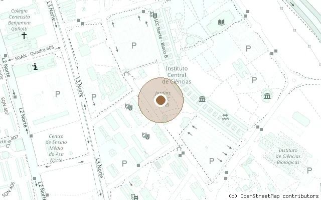 Map showing the location of John Lennon Statue, University of Brasília (UnB) in Brasília