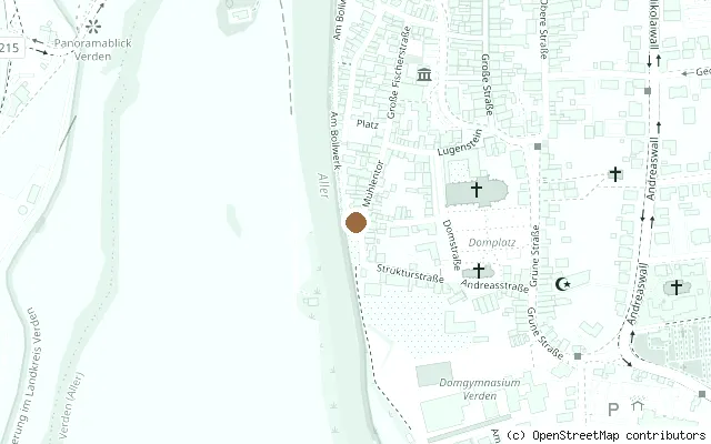 Map showing the location of John-Lennon-Denkmal, Verden in Verden an der Aller