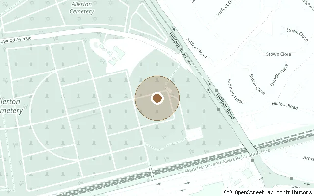 Map showing the location of Julia Lennon's grave, Allerton Cemetery in Liverpool