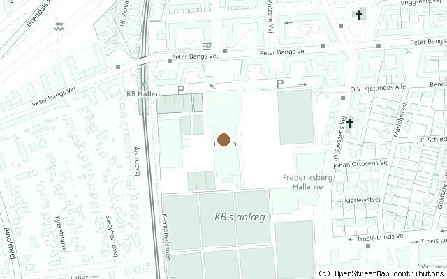 Map showing the location of K.B. Hallen, Copenhagen (Beatles 1964 concerts) in Copenhagen