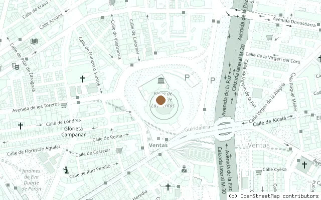 Map showing the location of Plaza de Toros de Las Ventas, Madrid (Beatles 1965 concert) in Madrid