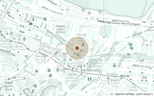 Map showing the location of Lennon Wall, Admiralty, Hong Kong in Hong Kong