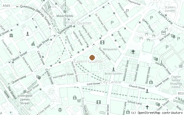 Map showing the location of Liverpool Beatles Museum, Mathew Street in Liverpool