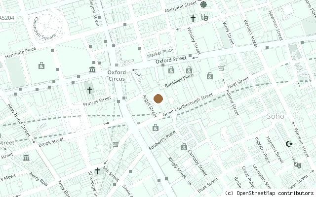 Map showing the location of London Palladium, Beatles 1963 Sunday Night at the London Palladium in London