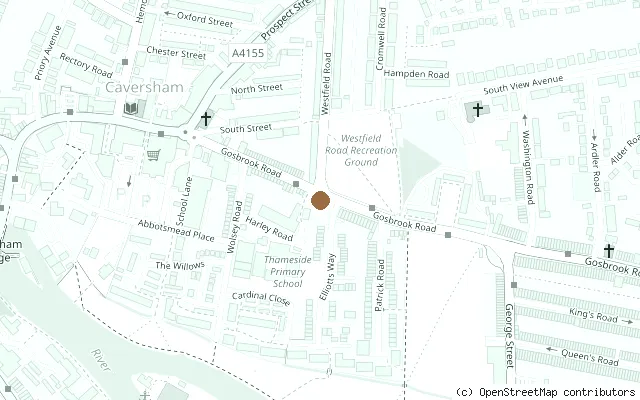 Map showing the location of The Nerk Twins blue plaque, Fox and Hounds, Caversham in Reading
