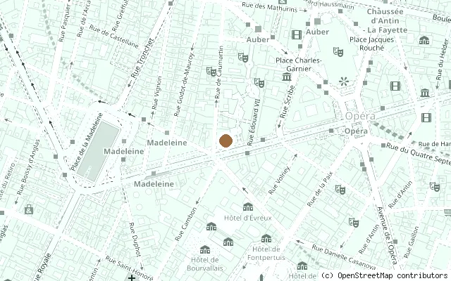 Map showing the location of Olympia, Paris (Beatles 1964 residency) in Paris