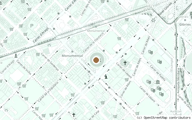 Map showing the location of La Monumental, Barcelona (Beatles 1965 concert) in Barcelona