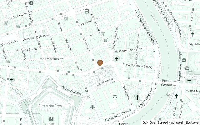 Map showing the location of Teatro Adriano, Rome (Beatles 1965 concerts) in Rome