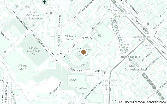 Map showing the location of Velodromo Vigorelli, Milan (Beatles 1965 concerts) in Milan