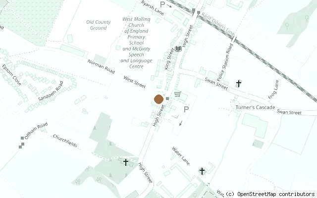Map showing the location of West Malling, Magical Mystery Tour filming locations and blue plaque in West Malling