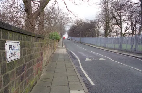 A view down Penny Lane in the Mossley Hill district of Liverpool