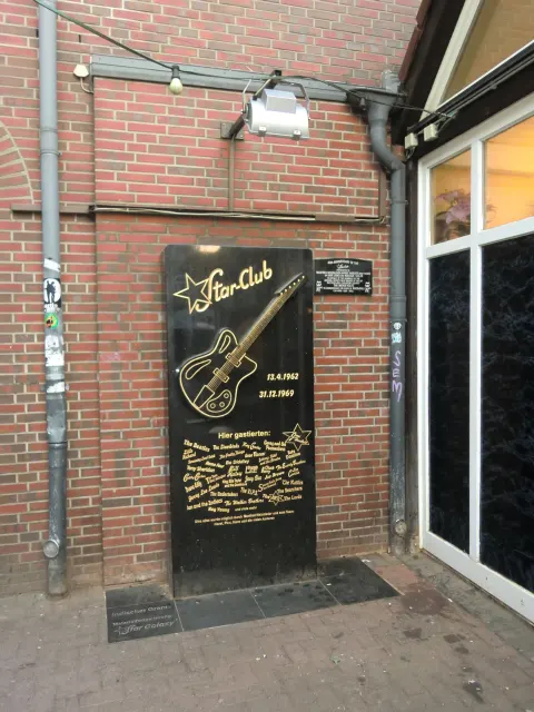 The Star-Club memorial stone listing bands in the courtyard of Große Freiheit 39, Hamburg