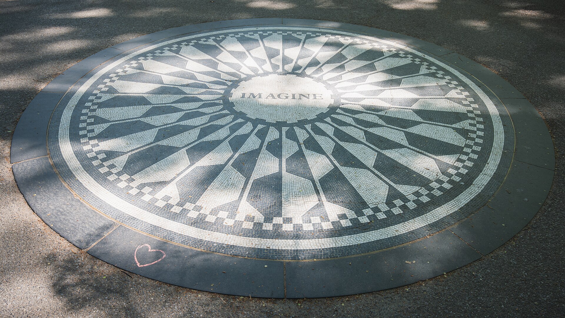 The black-and-white Imagine mosaic in Strawberry Fields, Central Park, New York City