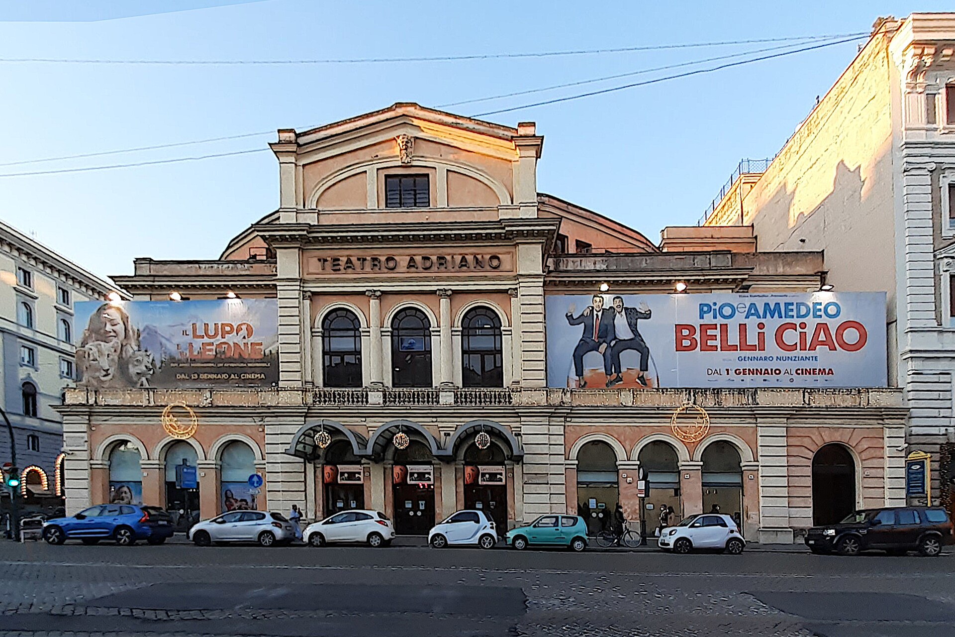 Facade of the former Teatro Adriano, now a cinema, on Piazza Cavour in Rome, 2022
