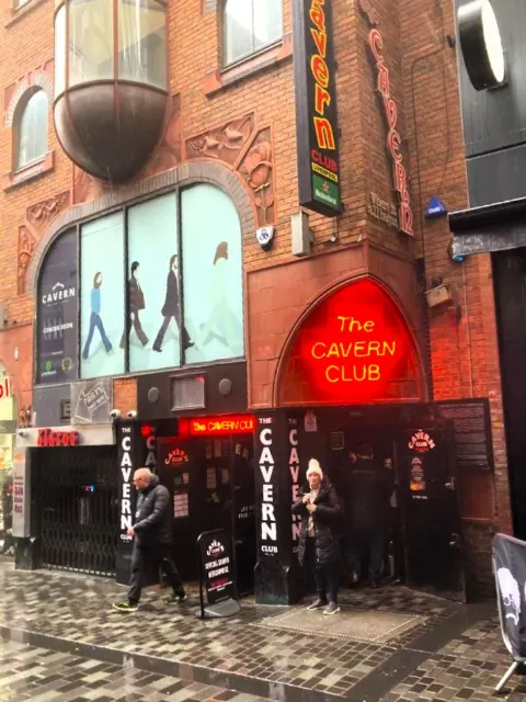 Entrance of the Cavern Club on Mathew Street, Liverpool, in February 2024