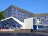 Exterior of the Grugahalle event hall in Essen with its butterfly-shaped roof