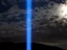 The Imagine Peace Tower light beam rising from Viðey island, Reykjavík, on 9 October 2011