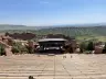 Red Rocks Amphitheatre near Morrison, Colorado, looking east from the top rows toward the stage in June 2021